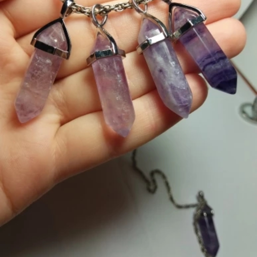 Natural Amethyst Crystal Pendant Healing Quartz Stone Point Necklace - Picture 14 of 16